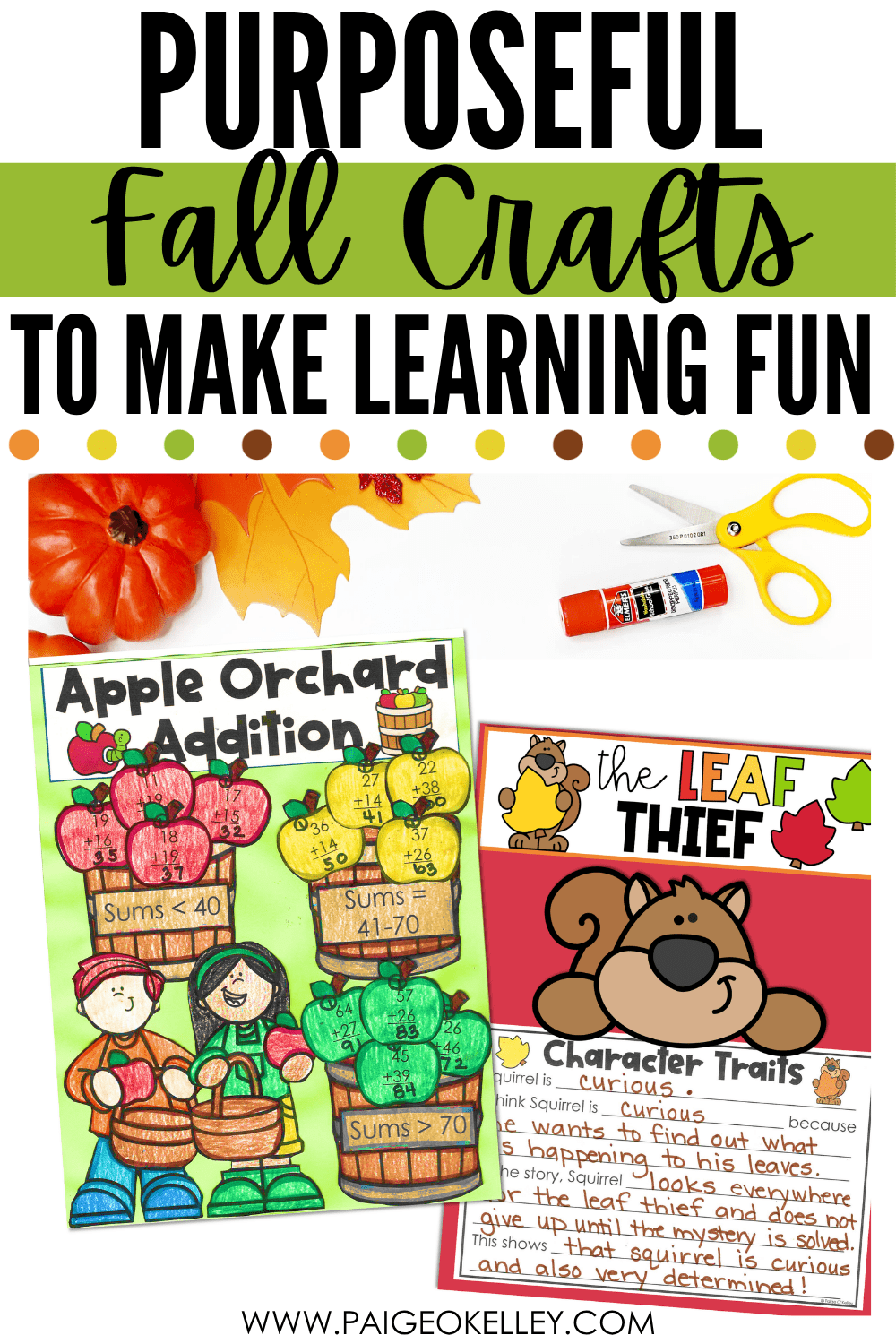 Purposeful fall crafts for elementary students that make learning fun.